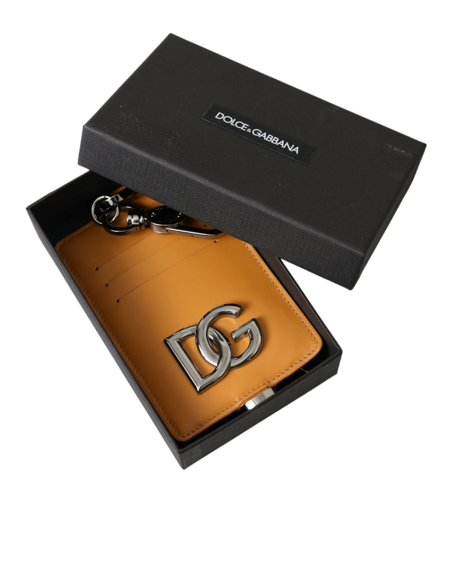 Elegant Orange Calf Leather Card Holder