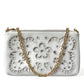 Embroidered Floral Leather Clutch with Chain Strap