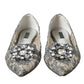 Elegant Silver Floral Lace Flat Shoes