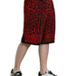 Red Leopard Print Viscose Bermuda Shorts