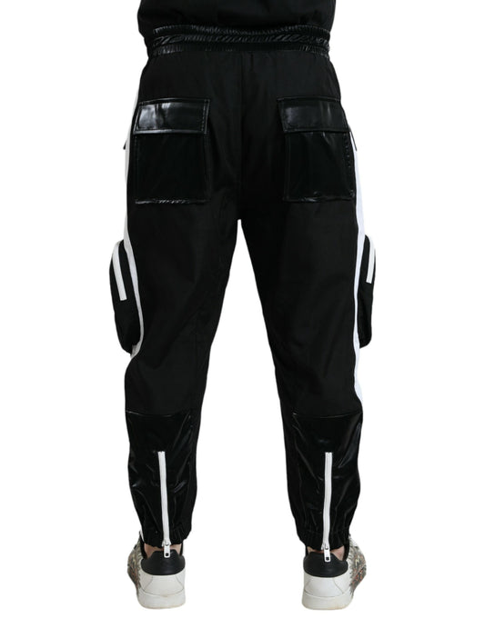Black Nylon Cargo Jogger Men Sweatpants Pants