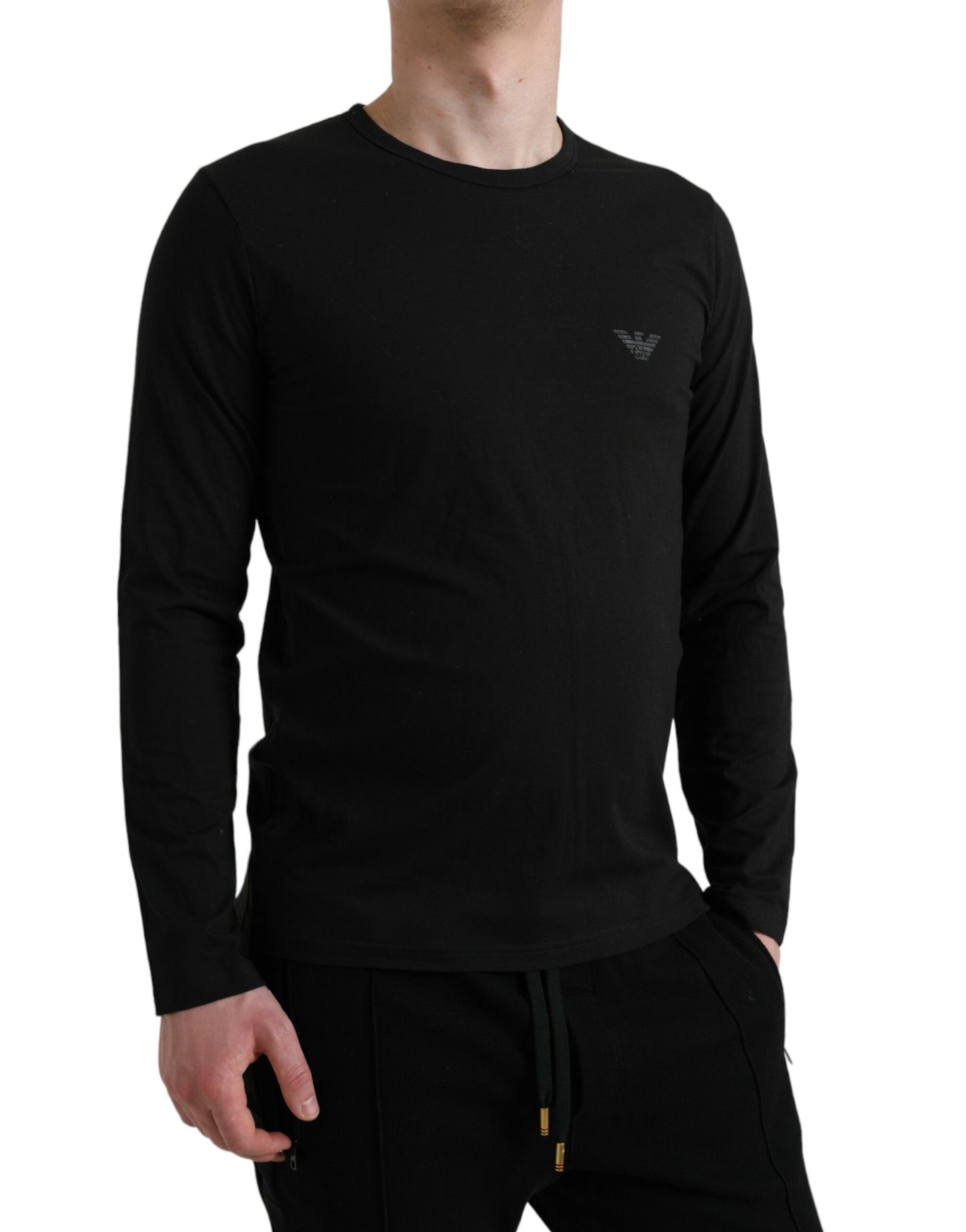Black Logo Long Sleeves Underwear Pullover Sweater
