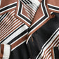 Brown White Silk Striped Short Sleeve Shirt