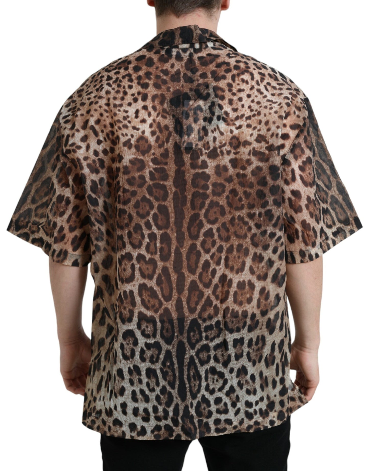 Brown Leopard Button Down Casual Shirt
