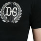 Black Logo Embroidery Crewneck Short Sleeve T-shirt