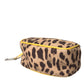 Brown Leopard Canvas Hand Pouch Clutch DG Logo Bag