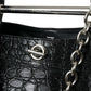 Elegant Black Crocodile Leather Maxi Bucket Bag