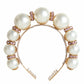 White Faux Pearl Crystal Embellished Headband Diadem
