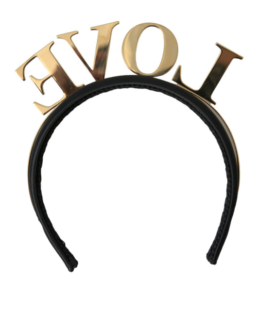 Black Gold Brass LOVE Crown Tiara Women Hairband Diadem