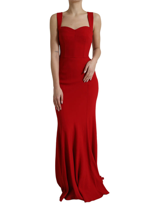 Elegant Red Bodycon Maxi Evening Dress