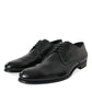 Elegant Black Calfskin Men's Derby Shoes