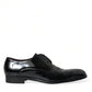 Elegant Black Calfskin Leather Derby Shoes