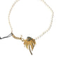 Gold Brass Crystal Pearl Tree Pendant Charm Necklace