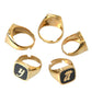 Gold Brass ROYAL Enamel Set of 5 Ring