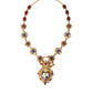 Gold Brass Mama Mary Crystal Pearl Embellished Necklace