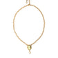 Gold Brass Chain Pearl Pendant Charm Necklace
