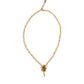 Gold Brass Chain Pearl Pendant Charm Necklace