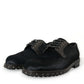 Elegant Black Calf Fur Derby Shoes