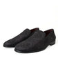 Elegant Black Brocade Dress Loafers