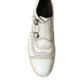 Elegant White Leather Derby Dress Shoes