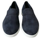 Elegant Blue Suede Leather Loafers