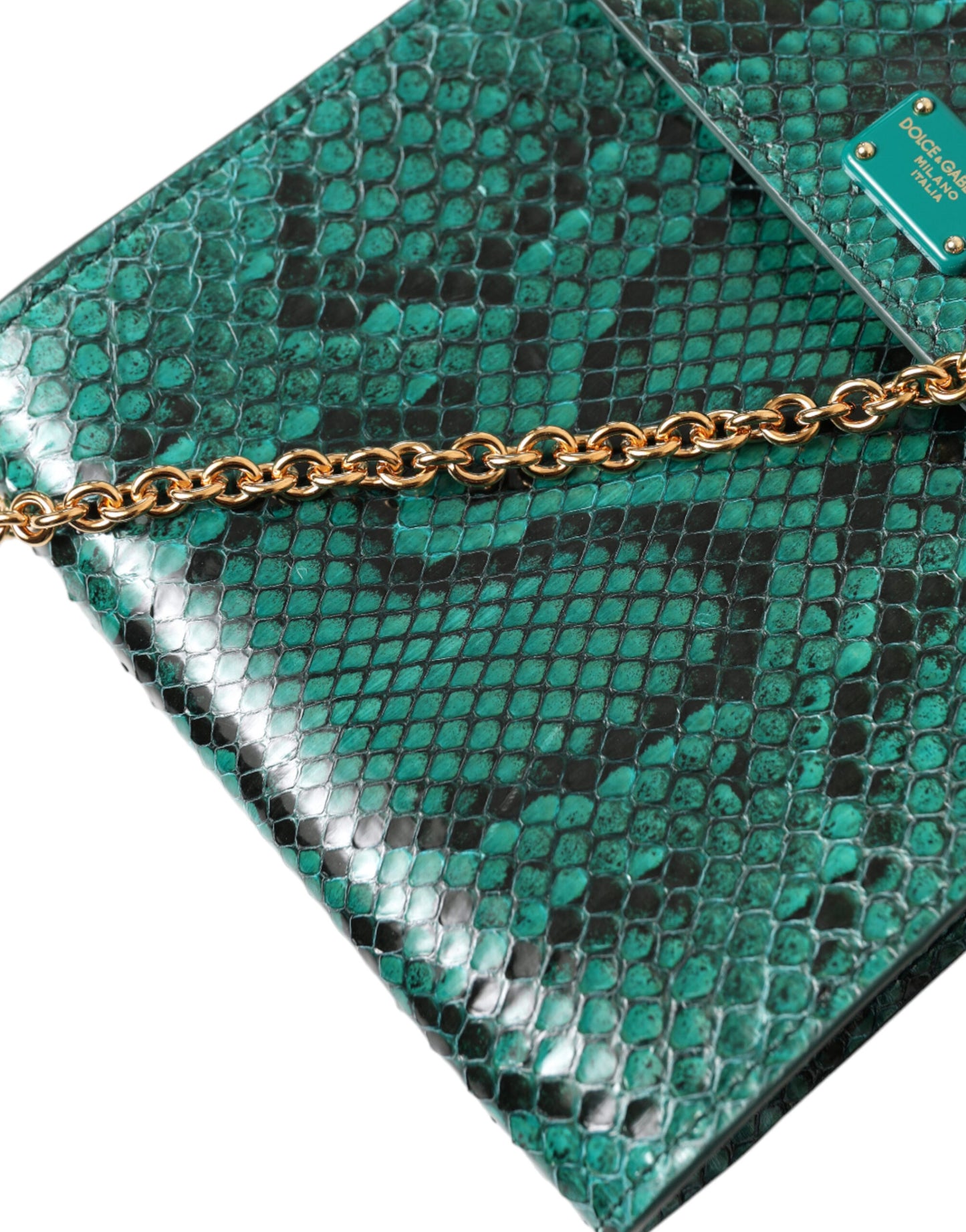 Exotic Green Python Leather Crossbody Bag