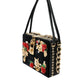 Elegant Black Velvet Box Bag with Gold Hardware