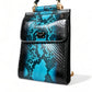 Exotic Leather Blue Crossbody Bag with Gold Accents