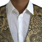 Gold Floral Jacquard Waistcoat Formal Vest