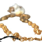 Gold Brass Angel Floral Beaded Embellished Necklace