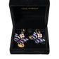 Gold Purple Crystal Butterfly Heart Locket Earrings