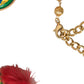 Gold Brass Red Fur Crystal Waist Torero Waist Belt