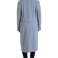 Blue Double Breasted Long Trench Coat Jacket