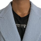 Blue Double Breasted Long Trench Coat Jacket