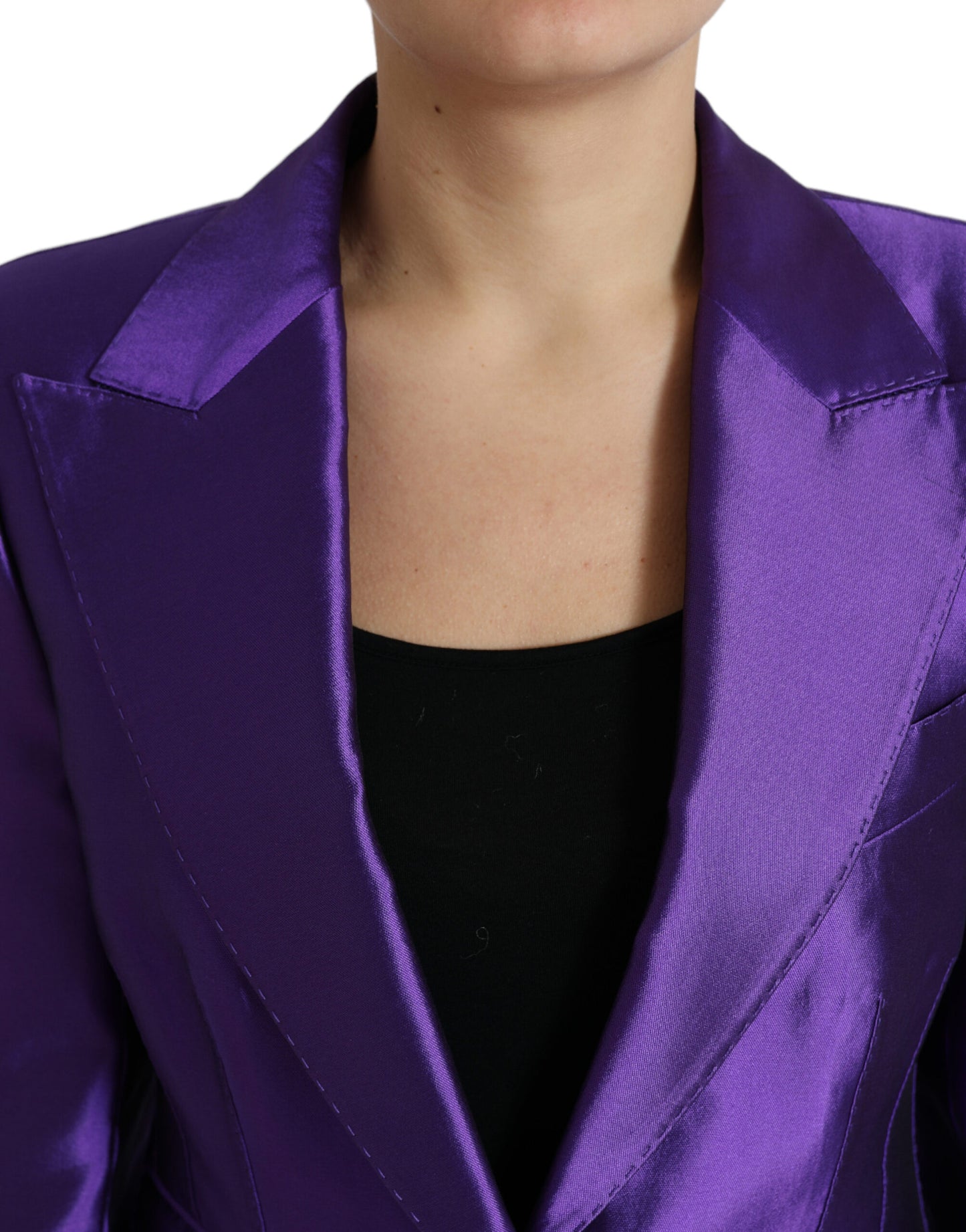Elegant Purple Silk Single Breasted Suit