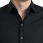 Elegant Black Slim Fit Italian Dress Shirt