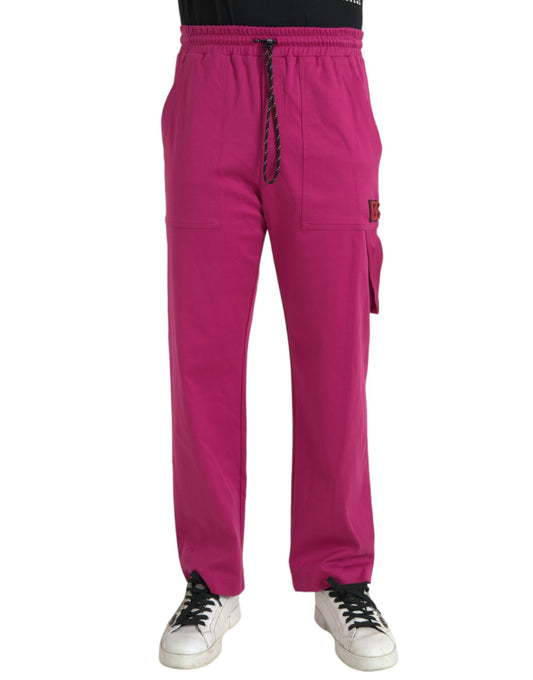 Pink Logo Cargo Cotton Jogger Sweatpants Pants