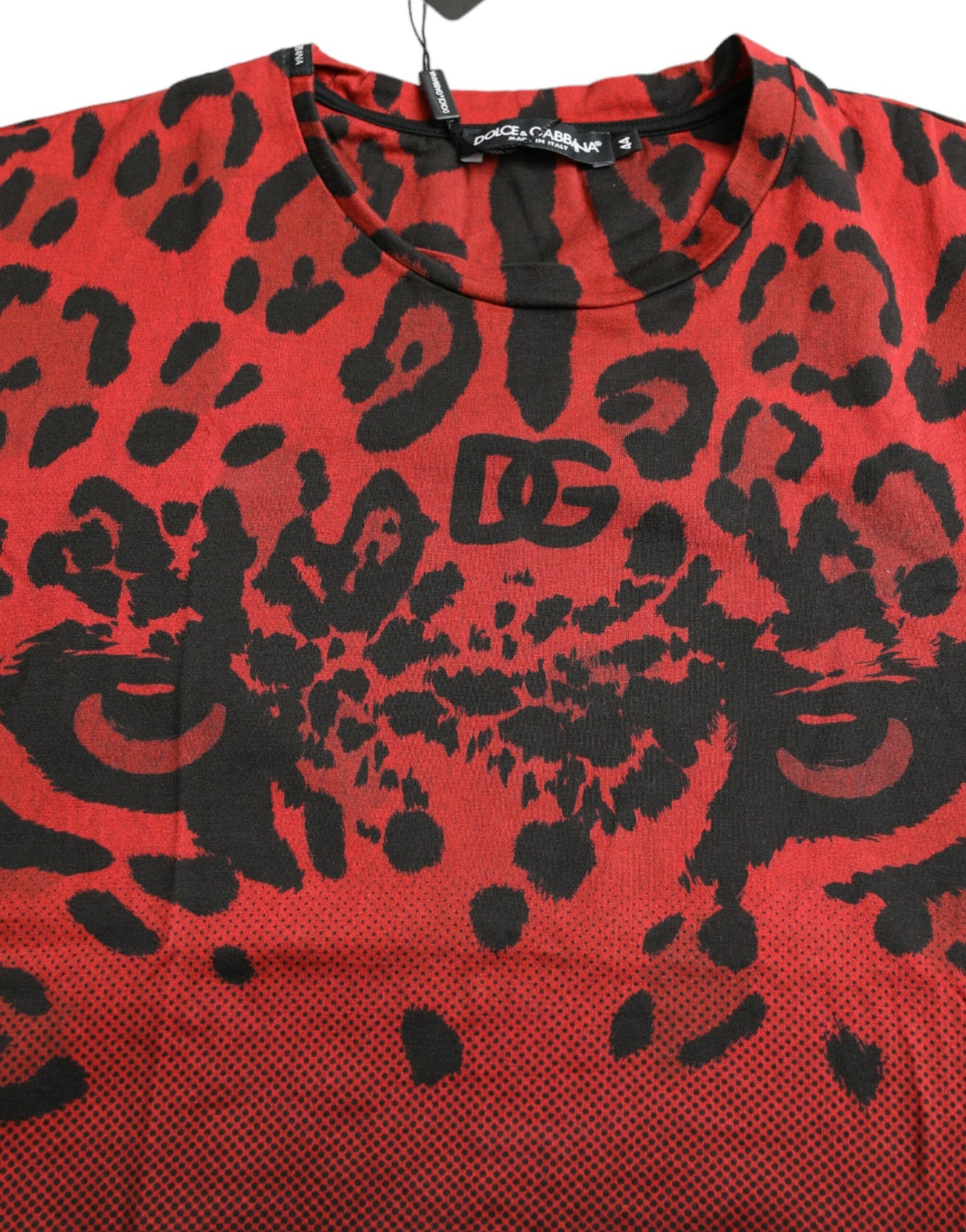 Red Leopard Print Crew Neck Tee