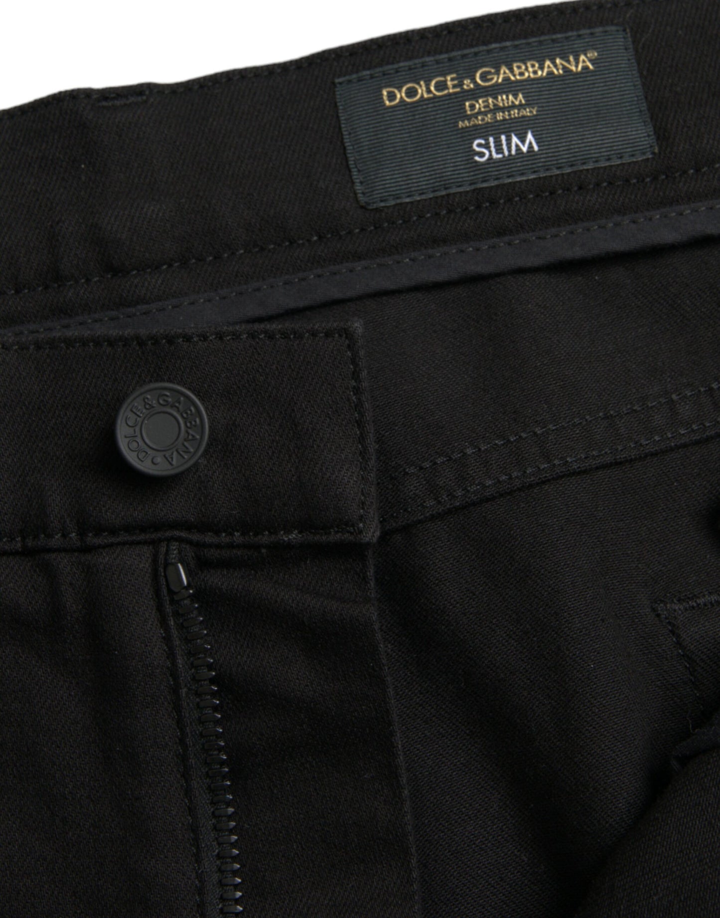 Black Cotton Stretch Slim Skinny Denim Jeans