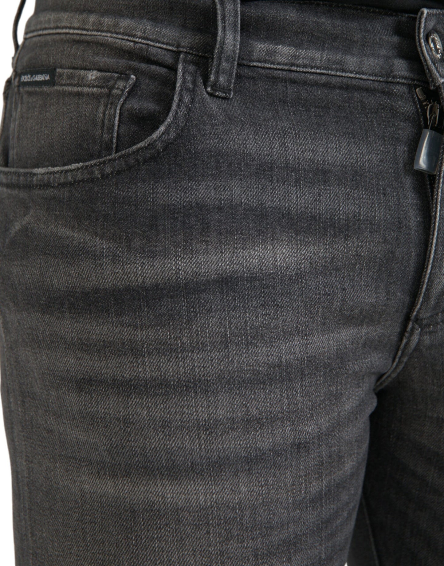 Gray Washed Cotton Stretch Skinny Denim Jeans