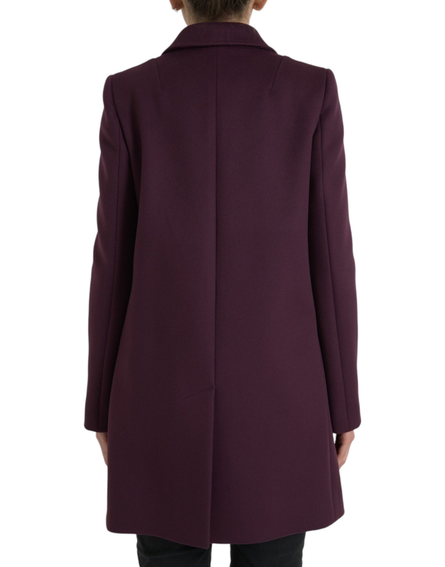 Elegant Purple Wool-Cashmere Trench Coat