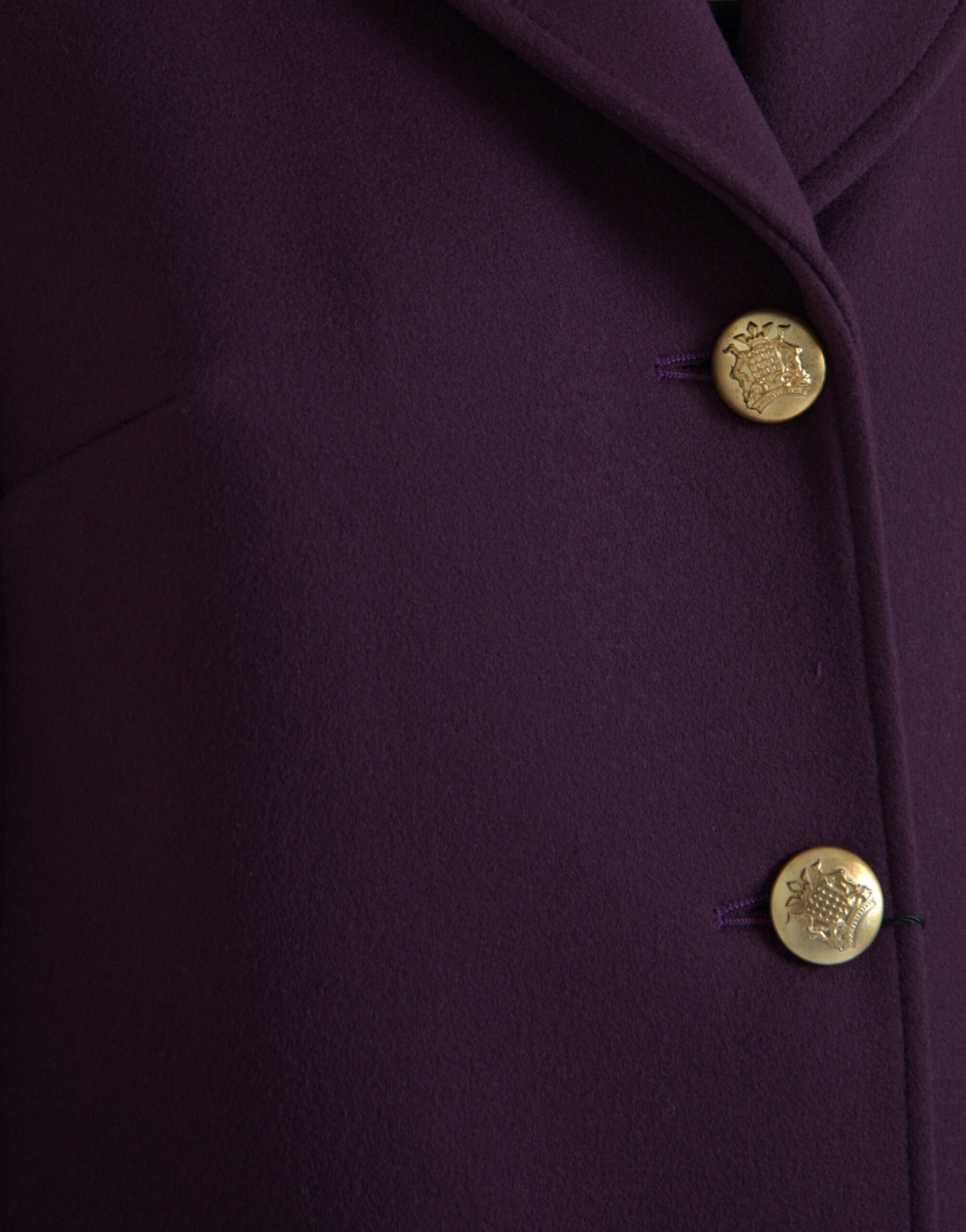 Elegant Purple Wool-Cashmere Trench Coat