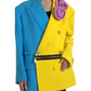 Multicolor Patchwork Trench Coat Jacket