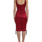 Elegant Satin Corset Midi Dress in Red