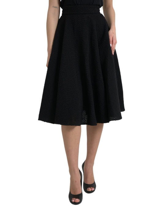 Black High Waist A-line Knee Length Skirt
