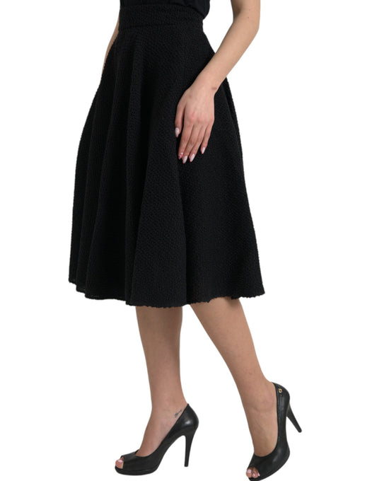 Black High Waist A-line Knee Length Skirt
