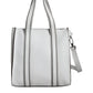 White Leather Logo Shoulder Strap Shopping Tote Bag