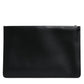 Black Calfskin Leather Mediterranean Pouch Bag