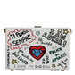 White Graffiti Print Clutch Crossbody Bag