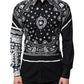 Black White Bandana Print Slim Cotton Shirt